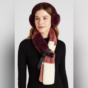 🩷🩷BP. Plush Burgundy and White and pinkEarmuffs and Scarf Set🩷🩷